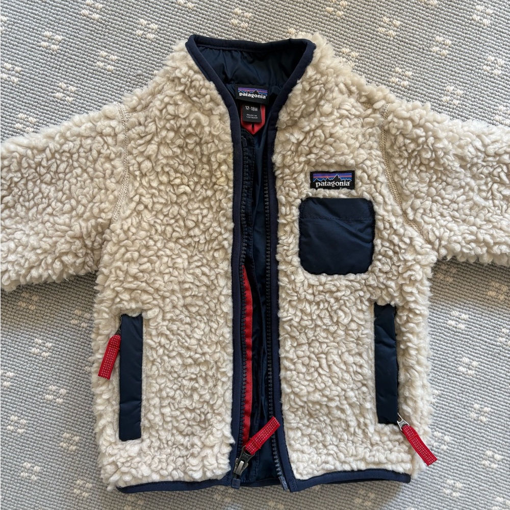 Patagonia Fleece Vest with Navy and Red Accents